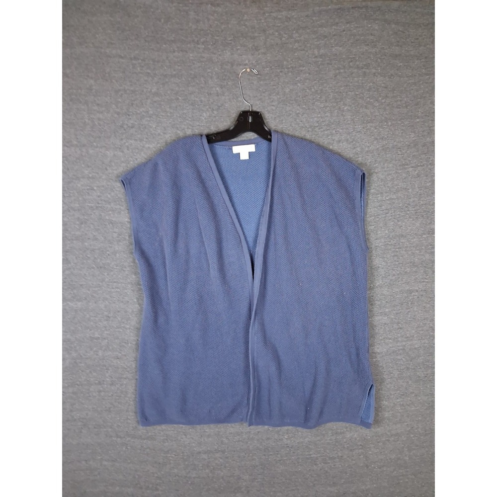 Coldwater Womens Sweater L Blue Waffle Knit Open Cardigan Coastal Minimalist
